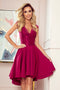 300-4 PATRICIA - dress with longer back with lace neckline - Burgundy color
