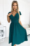 425-6 MATILDE Dress with a neckline and short sleeves - green with glitter